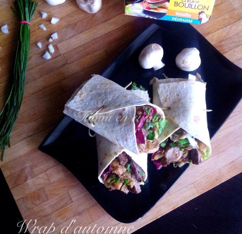 Wrap d'automne bavette de bœuf, champignons au cœur de bouillon Maggi 